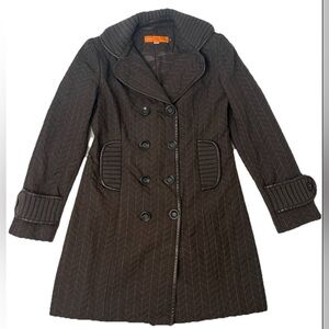 VNTG Cynthia Steffe Quilted Double Breasted Coat Sz Med Preppy 90s Made In USA